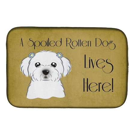 Carolines Treasures Maltese Spoiled Dog Lives Here Dish Drying Mat BB1456DDM